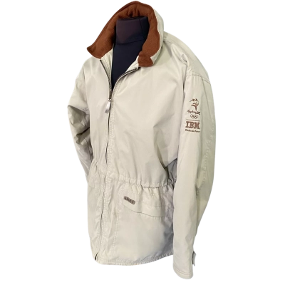 Vintage Line 7 Sydney 2000 Olympics Event Staff Jacket with IBM Branding RARE Size S Beige 