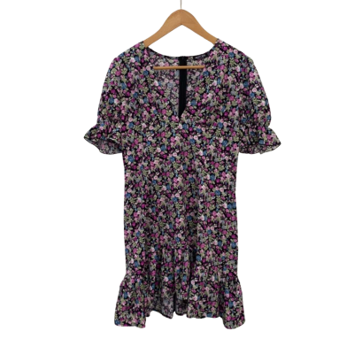 Nasty Gal Womens  Size 14 Short Sleeve Dress  Floral / Green / Purple 