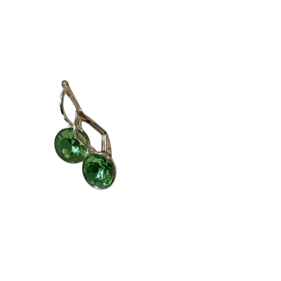 925 silver single gem earrings Green / Silver 