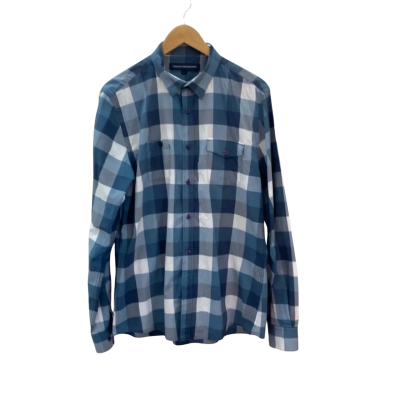 French Connection Mens  Size L Long Sleeve Shirt Blue / White / Checked 