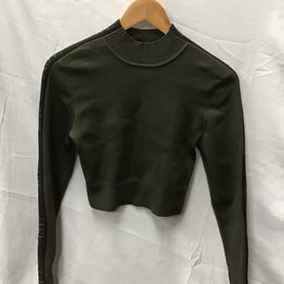 AJE Womens Size XS Cropped Jumper Black/Green 