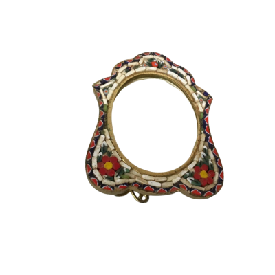 Vintage Miniature Mosaic Oval Frame Approx 4.5 x 6.5cm