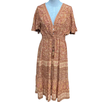  Nine Lives Bazaar  Size 14 Mini Short Sleeve Dress  Burnt Orange 