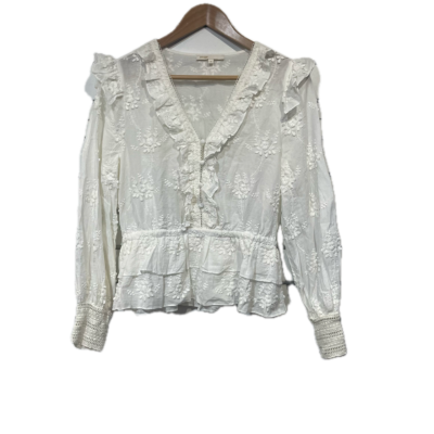 Maje Womens Top Size 3 White Broderie Anglaise