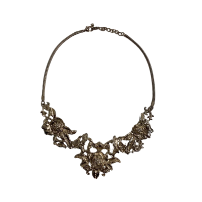 Vintage Floral Costume Statement Necklace
