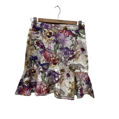 C&M Camilla and Marc Womens  Size 8 Ruffled Hemline Skirt Multicoloured / Purple / White 