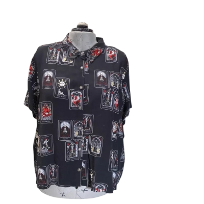 Dangerfield Black Tarot Spread Printed Shirt Size 22