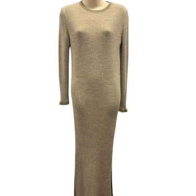 MNG Casual Womens  Size L Long Sleeve Dress / Maxi Dress Beige 