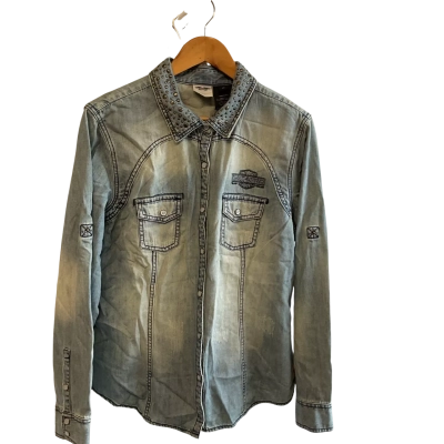 “Harley Davidson” Womens  long sleeve shirt - Size L / M Blue 