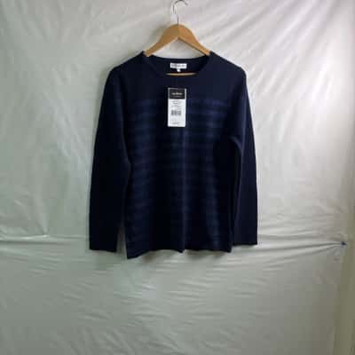 Black Pepper Womens Size M Long Sleeve Top Black / Blue BNWT