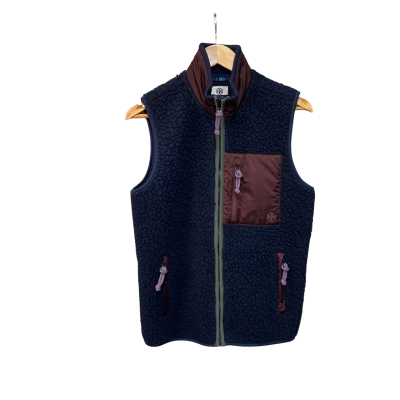 Tory Burch Sport Womens  Size M Fleece Vest Navy Blue 