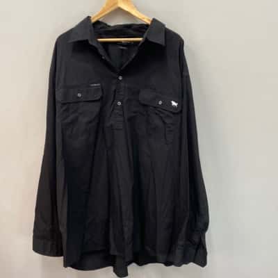  Ringers Western Mens 4XL 100% Cotton Long Sleeve Shirt Black  