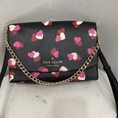 Kate Spade Womens Shoulder Bag Black  / Pink Lovehearts 