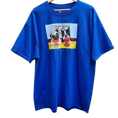 Quirky JUDY P. Richards Design 'Boston Beans Pug Pie Tea Soup Ham' T-Shirt in Size XXL