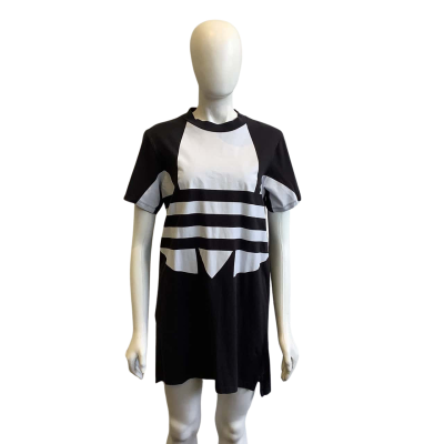 Adidas Women's Size 10 Large Logo T-Shirt Dress Black & White 