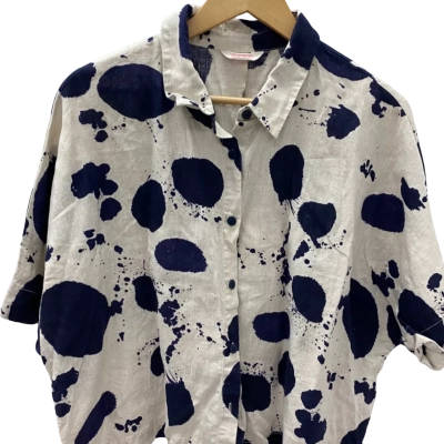 Gorman Womens  Size 14 Short Sleeve Shirt Blue / Grey 