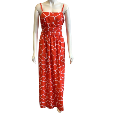 Susana Monaco Women's Size 10 Sleeveless Maxi Dress Red & White Pattern