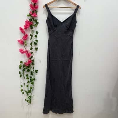 Nude Lucy Womens Roni Cupro Slip Maxi Dress Size L Dark Grey 