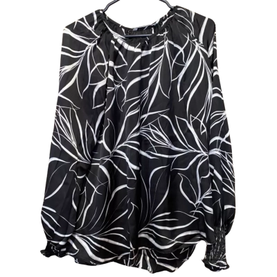 Katies Womens  Size 18 Blouse Black  / Pattern / White 