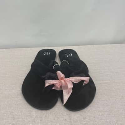 Peter Alexander Womens  Size L Black Dog Slippers 