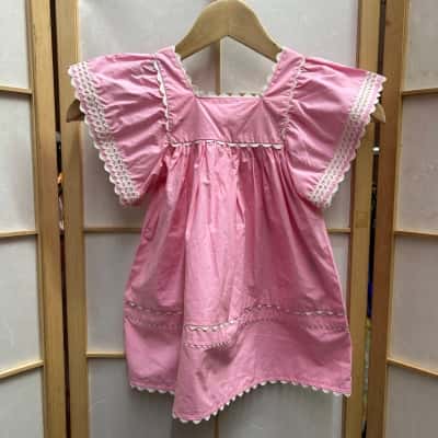 New With Tags SEED HERITAGE BABY Kid-Size 1 / 12-18 Months Dress Pink  / White  RRP:$49.95
