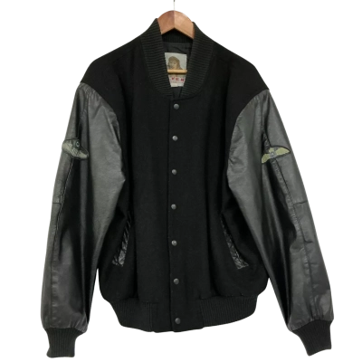 Flyers Leather and Wool Varsity Style Bomber Jacker  Size L 
