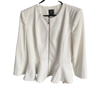 Cue Peplum Zip Jacket White 