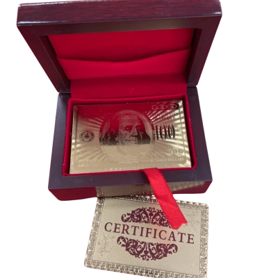 Wooden Box With Gold Novelty Playing Cards