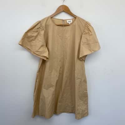 Seed Heritage Neutral Sand Short SLeeve Mini Dress Size 16 
