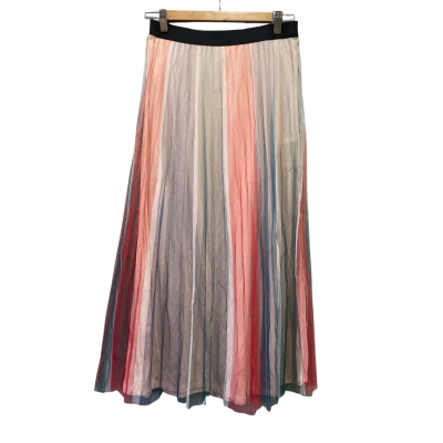 Maje Womens  Size 2 Pleated Skirt Multicoloured / Peach RRP $390