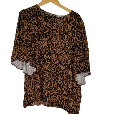 Piper Womens  Size 18 Short Sleeve Top Black  / Brown / Pattern 