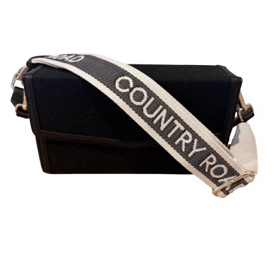 Country Road.  Black Canvas Crossbody Camera Bag. 
