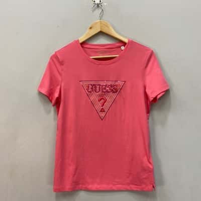Guess Womens  Size S Short Sleeve Top Pink  