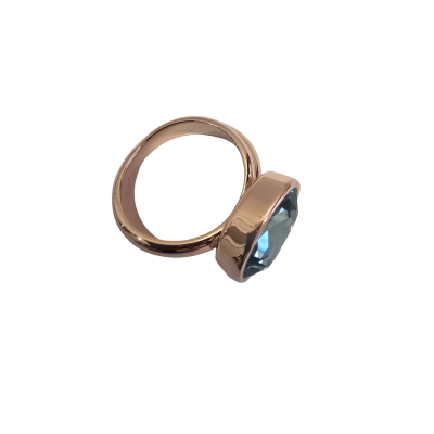 Mimco Womens Blue  Crystal/ Rose Gold Plate Large size Ring