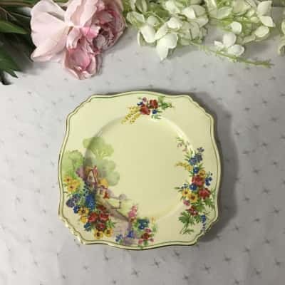 Vintage Royal Winton Grimwades "Selworthy" Cottage Garden Square Plate