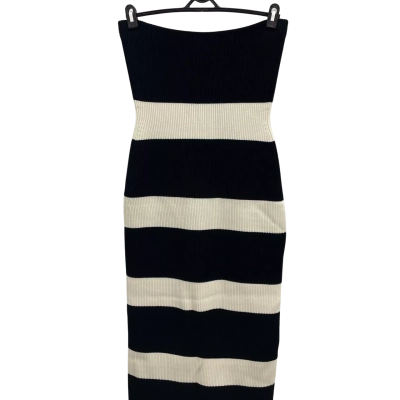 Country Road Striped Bandeau Rib Dress  Size L Strapless Dress Black  / Striped 