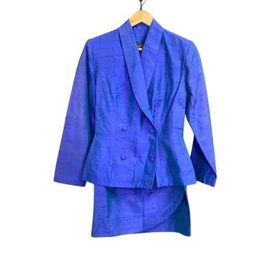 VINTAGE Monsoon Twilight Blue Skirt and jacket SET Women's US size 10