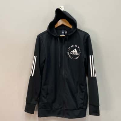 Adidas Mens  Size S Front Zipper / Hood Jacket Black  / White 