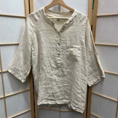 URBAN LUXURY Linen / Cotton Blend Top Size L /XL