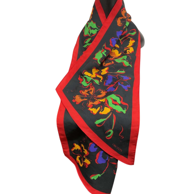 VINTAGE OROTON- Scarf Black with Red Border 