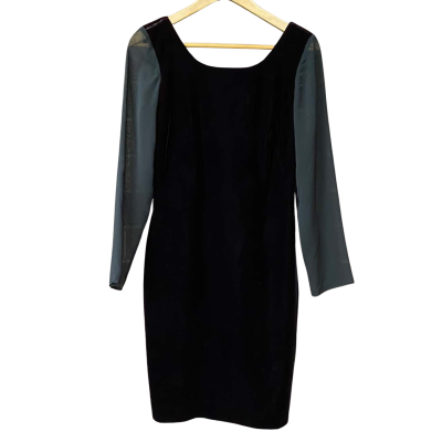 Vintage Barbara Wilson  Womens Size 10 Black Sleeved/Deep Maroon Velvet Dress