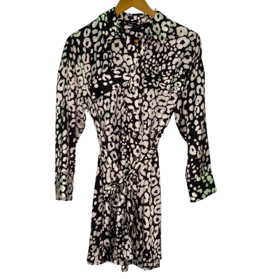 Zara Womens  Size S Long Sleeve Dress Black  / Pattern / White 