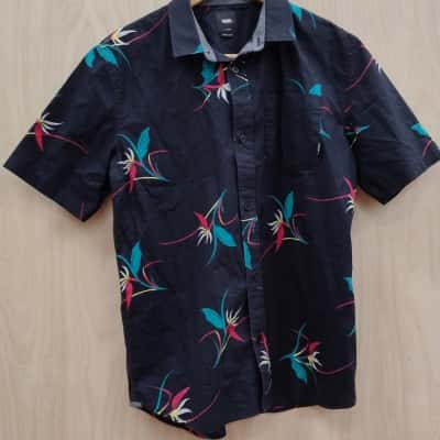 Vans Mens Size XL Hawaiin Shirt Black Button Up (8)