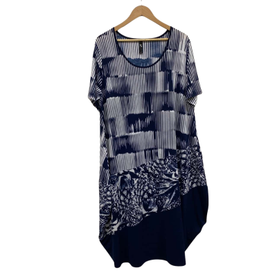 Taking Shape Womens  Size M Short Sleeve Dress  Blue / White 
