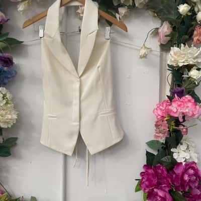 NWT Dissh Size 14 Halter Neck Top Cream 