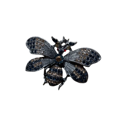 Stunning Butterfly Blue & Champagne Encrusted Brooch  