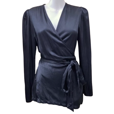 Sass & Bide Black Long Sleeve Wrap Top Size 10