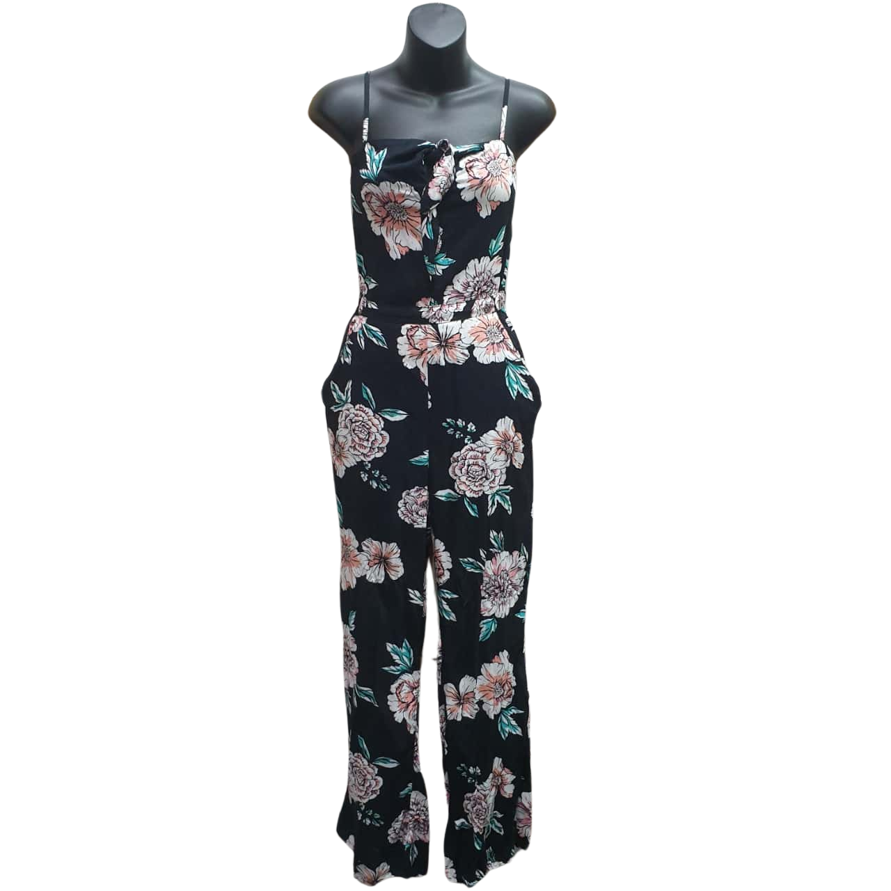 Rose Print Rhinestone Sparkly Floral Jumpsuit