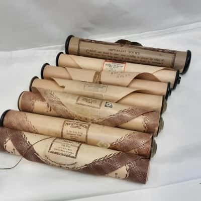 Set of 7 vintage peonola music rolls