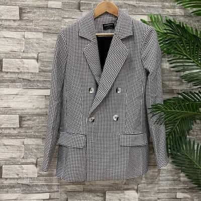 Minkpink Womens  Size 12 / M Winter Coat Black  / Checked / White 